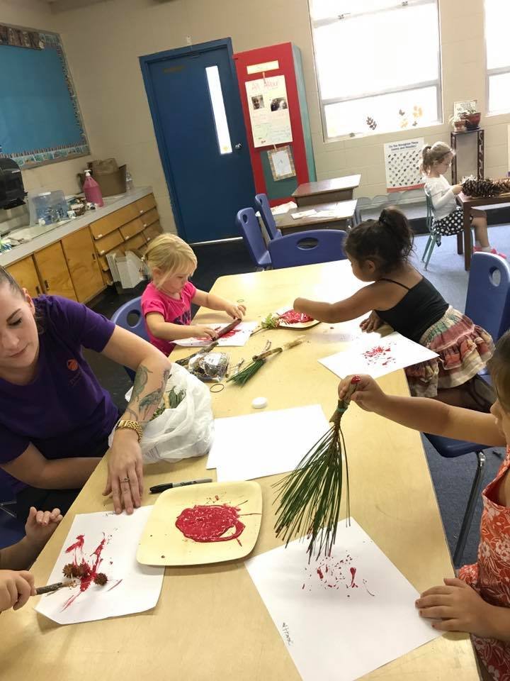 Great Outdoors Preschool children doing nature art projects